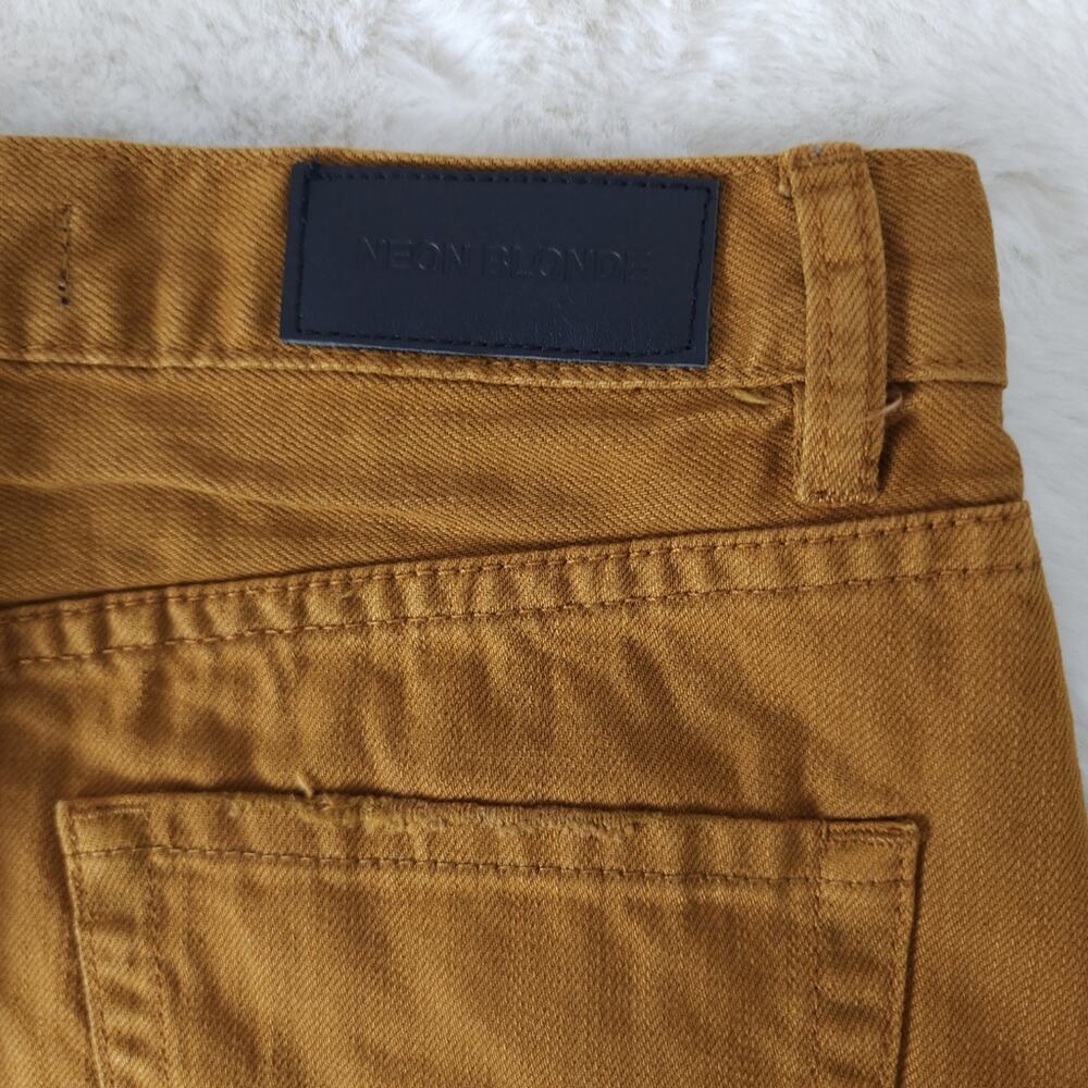 Neon Blonde Tease Distressed Denim Mini Skirt NWT Wild Honey Raw Hem Revolve 24 - Picture 5 of 10